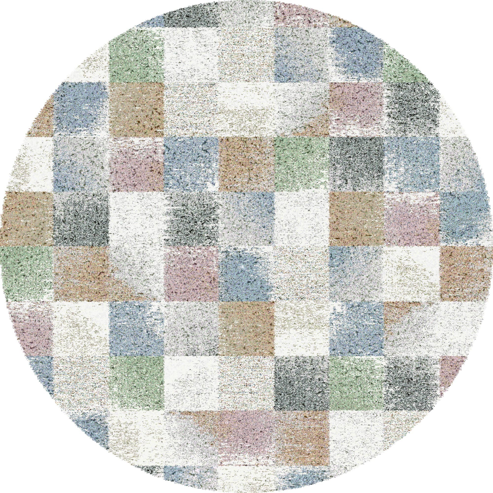 Mehari 23245 6464 Checkered Shaggy Circle Rugs In Multi Pastels